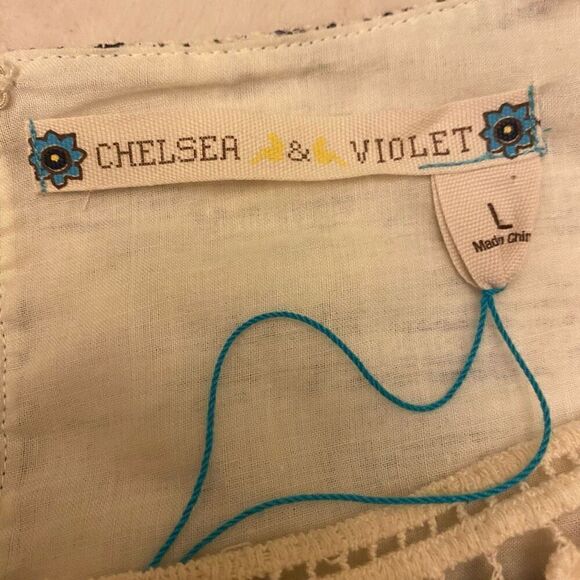 Chelsea & Violet Navy and Ivory Sleeveless Crocheted Lace Sheath Dress Sz L - Picture 10 of 14